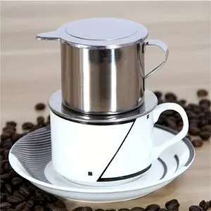 Stainless Steel Vietnamese Hand-Filtered Coffee Pot, Leakproof Filter Design, Durable Easy Operation, Home Brewing Essential, Rich Flavor