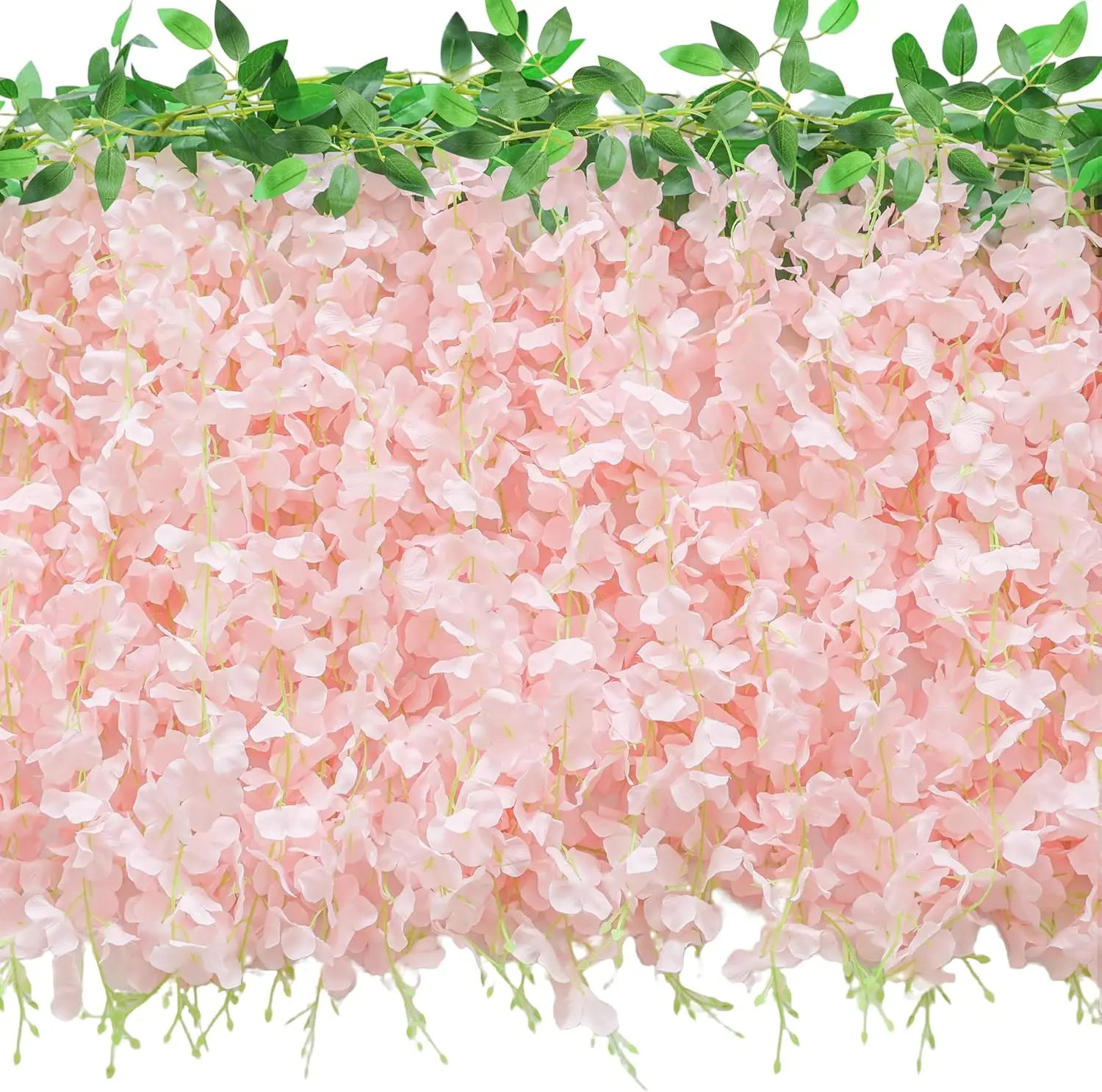 72-Pcs Artificial Wisteria Flower Vines, 3.6Ft Hanging Garland Ratta for Wedding Backdrop, Home Party Decor (Home Supplies, Decorative Flowers)