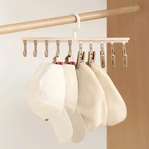 Multifunctional Rotating Clothes Rack, 5 Shelves + 5 Hooks, Detachable Linear Closet Hanger, Non-Slip Underwear Sock Holder, Home Use