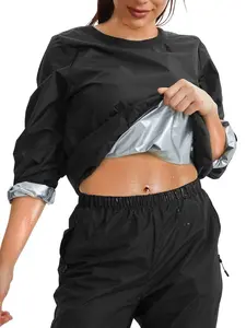 Women's Solid Sauna Top, Casual Long Sleeve Zip Up Reflective Sauna Top for Daily Wear, Ladies Sportswear for Indoor Outdoor Wear, Women Workout Clothes, Yoga Jacket Top, Workout Running Clothes