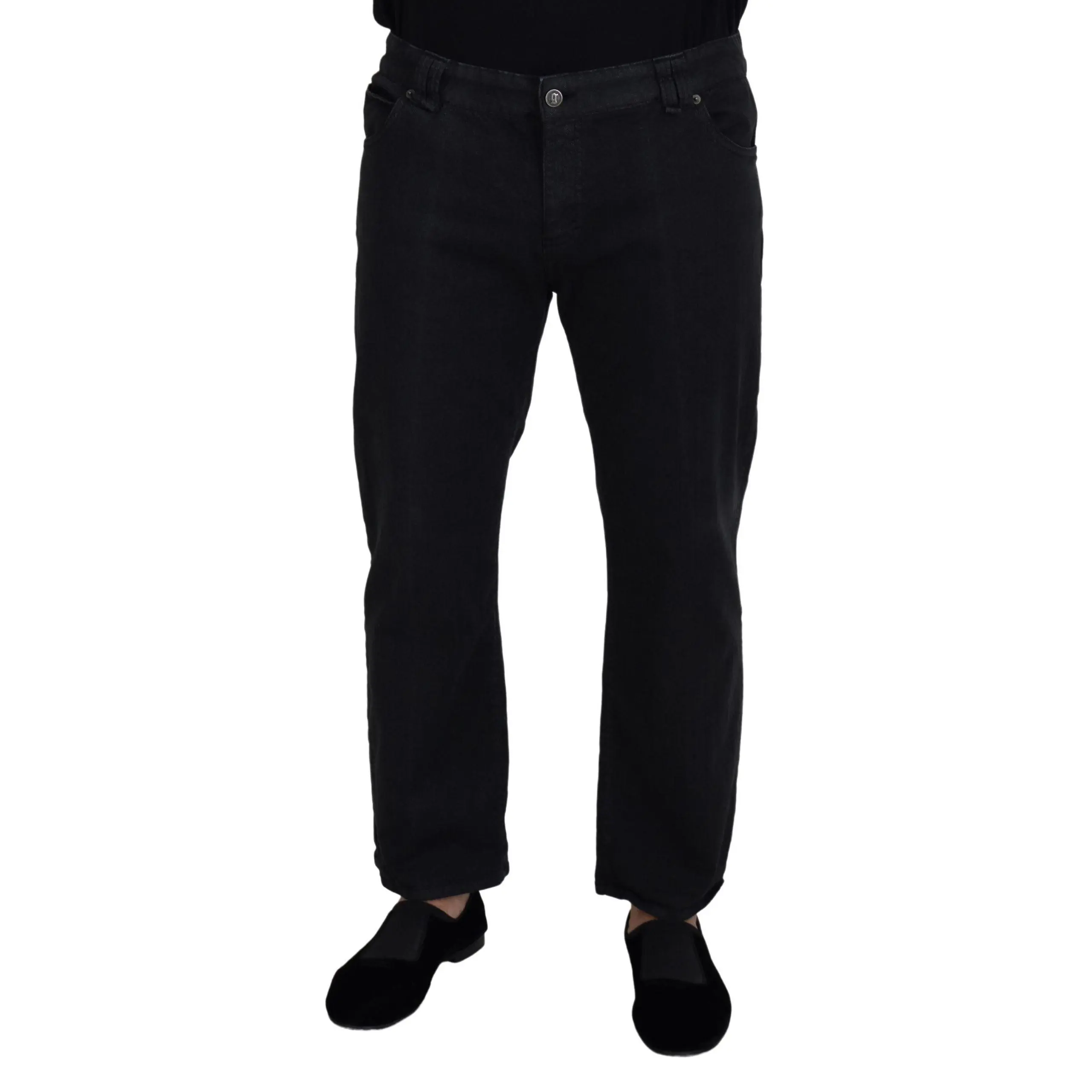 John Galliano Black Cotton Back Buckle Casual Denim Jeans