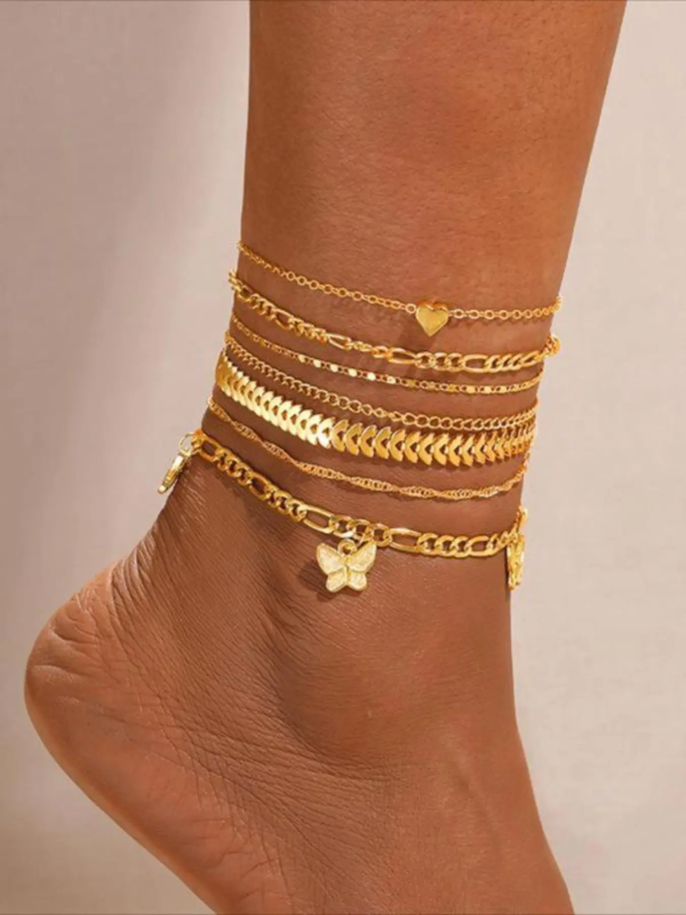 Women's Elegant Layered Anklet Set, Fashionable Anklets for Beach Party Vacation, Stackable Daily Wear Decoration, Stackable Design, Elegant Fashion Accessories, Fashionable Jewelry Accessories, Fashion Chic Accessories, Fashionable Accessory