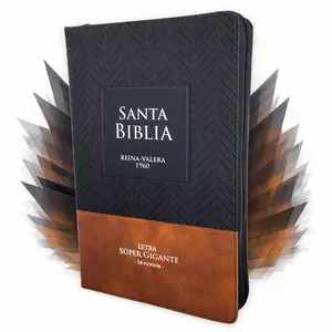 Biblia con Cierre Letra Super Gigante 19 puntos Mediana RV1960 imit piel duotono negro y cafe con indice