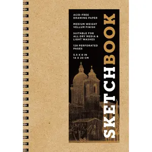 Sketchbook 5.5 x 8" Kraft Spiral Hardcover Mixed Media Sketchbook for Drawing