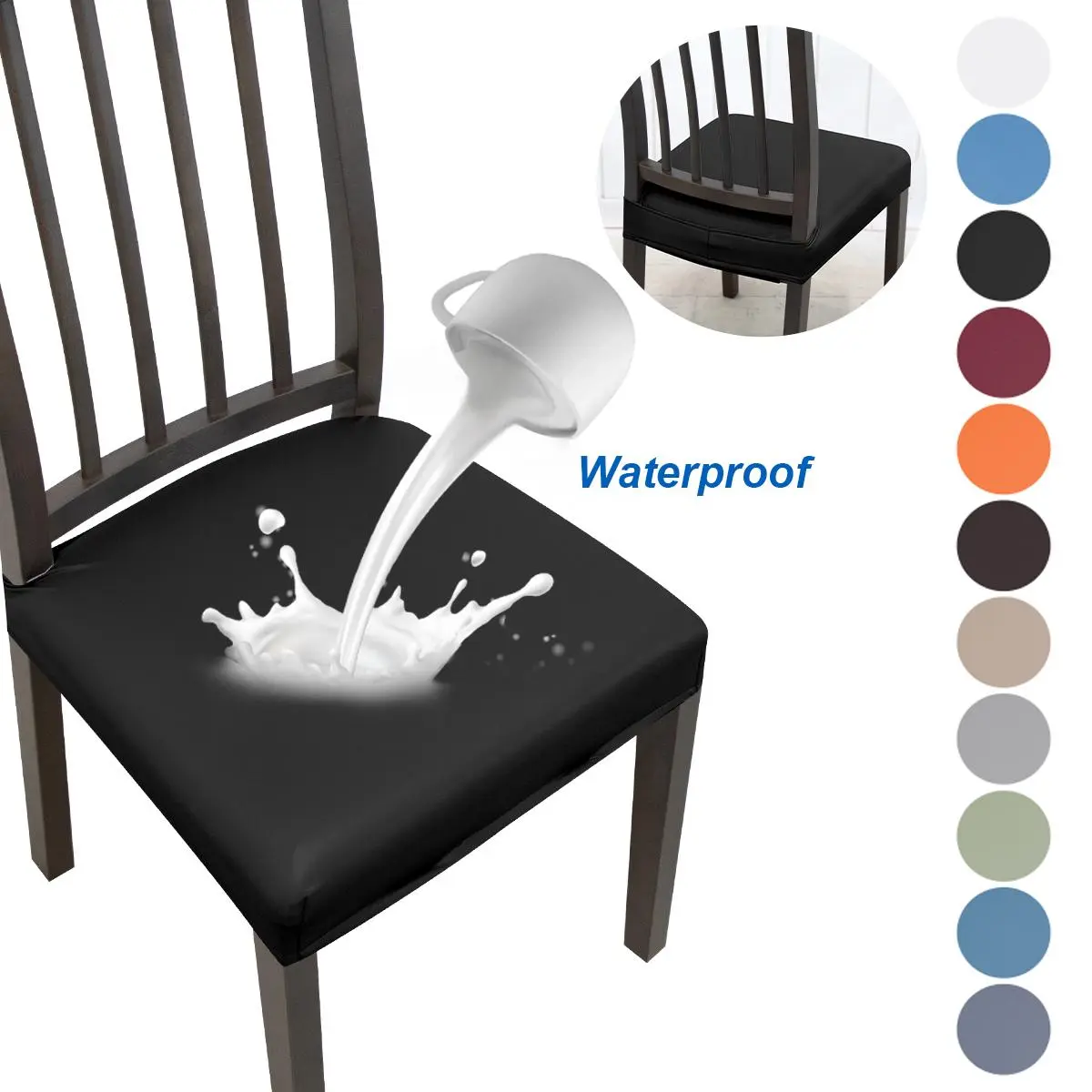 Waterproof PU Leather Chair Cover, Waterproof Chair Covers, 1 Count Stretchable & Washable Dining Chair Protector, Durable & Easy To Maintain Chair Cover for Home Kitchen Office, Dining Chair Slipcover