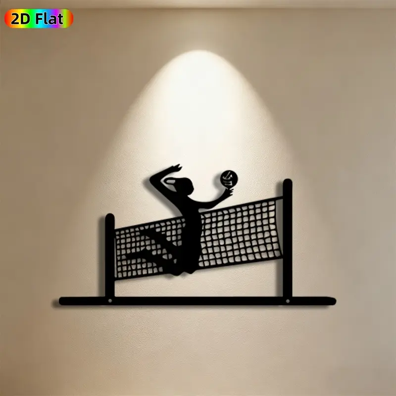 1pc Volleyball Player Metal Wall Art, Dynamic Volleyball Statue Mural, Ideal Gift for New Year, Easter, Sports Decor Enthusiasts, Weather-Resistant Metal Wall Decor Wall Sculptures, Perfect for Outdoor Wall & Garden Fence, Unique Sports-Themed Home Decor