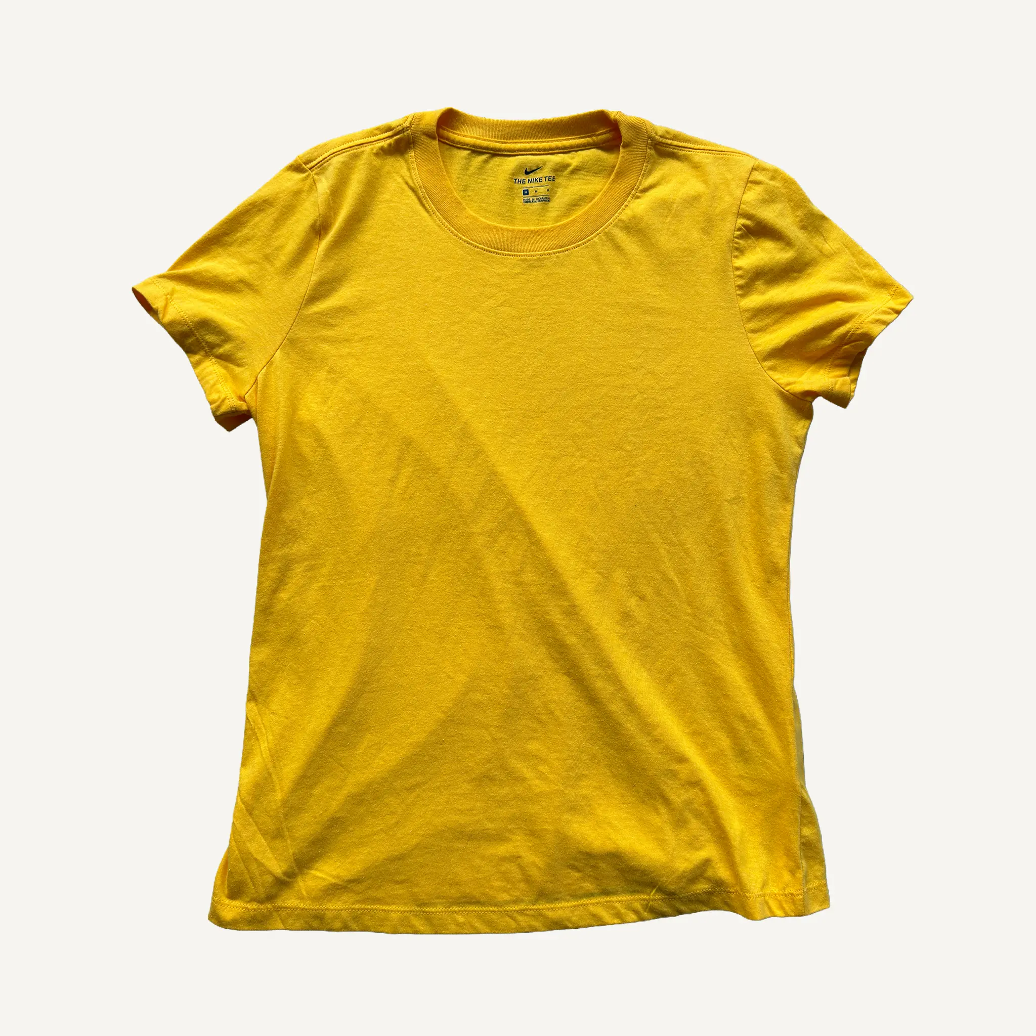 Men's Classic Crewneck T-Shirt in Mustard Yellow, Standard Fit Solid 100% Cotton Jersey with a Ribbed Collar, Traditional, Cargo, Day, Menswear, Original, Short, Sleeves