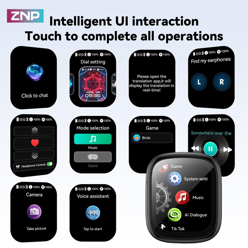 ZNP N02 Smart AI Headphones: AI Conversation,Chat Assistant,In-depth Dialogue,Supports 165 Languages,Waterproof,and Hi-Fi Sound Quality.