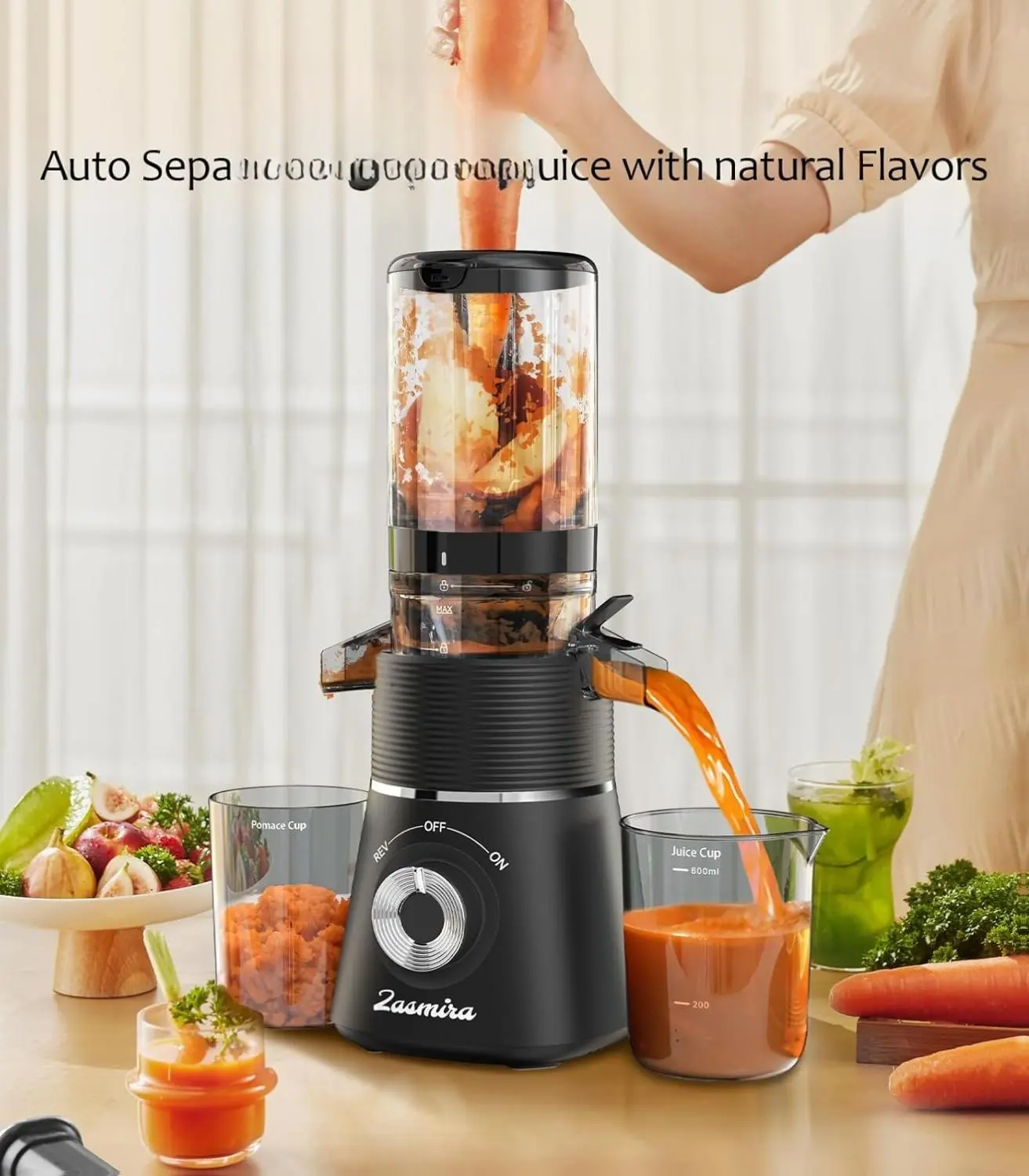 ジェロニモン　ミクラス Zasmira Cold Press Juicer SJ60, Slow Masticating Juicer with 4.13