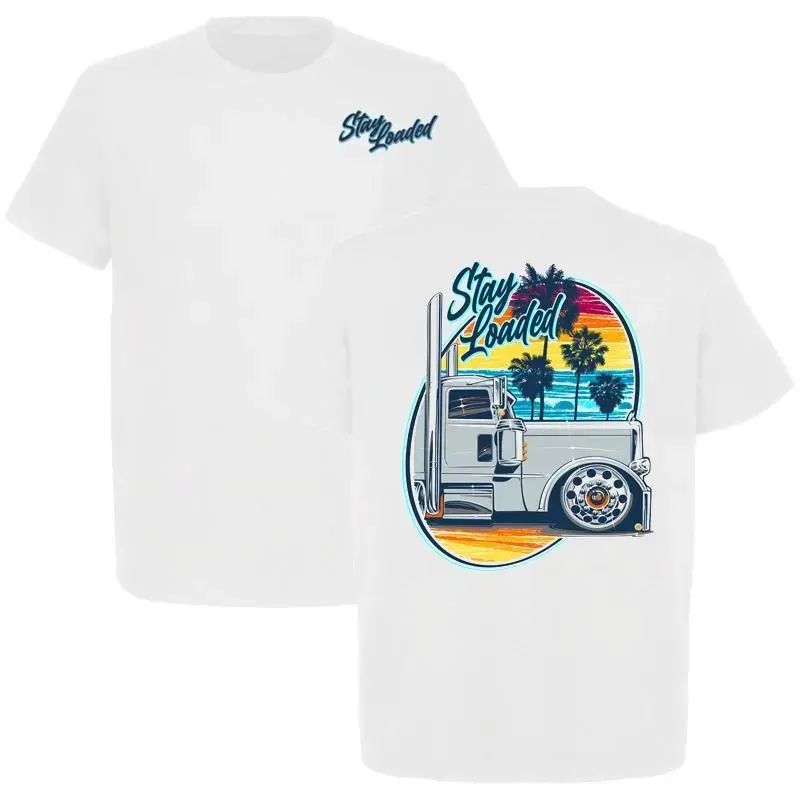 Stay Loaded Cool Breeze T-Shirt Semi Truck Tee Peterbilt Retro Big Rig Trucker Heavy Truck Apparel Car Enthusiast Diesel Casual Round Neck