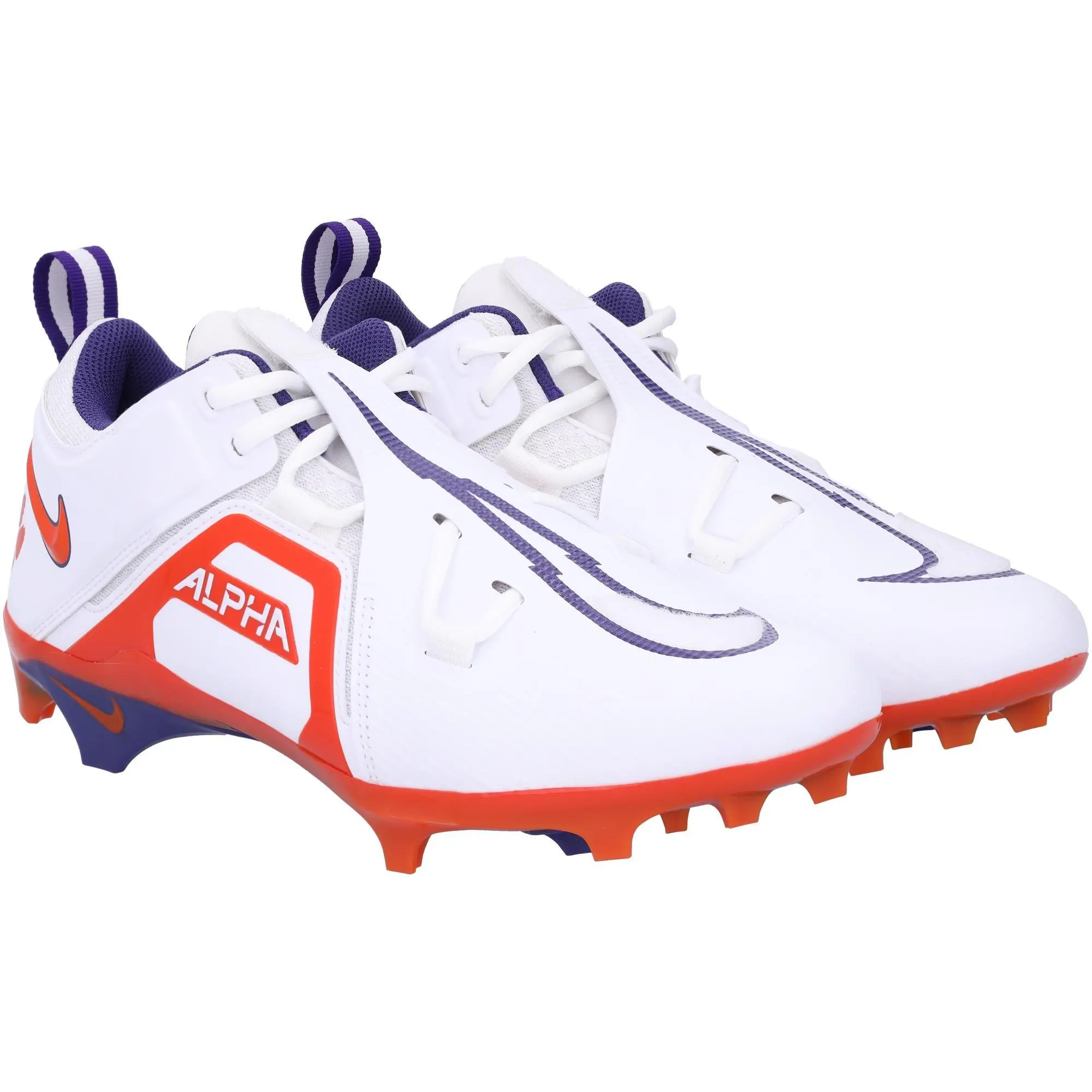 Clemson Tigers Team-Issued White Alpha Pro 3 Low Nike Cleats from the Football Program - Size 11