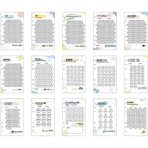 Laminated  Savings Challenge  for 6-Ring A6 Binders,  Savings  sheets,multiple budget cards for savings journey planner(15pcs)