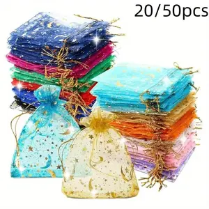 Random Color Mesh Gift Bag with Drawstring, Colorful Candy Bag, Gift Wrapping Bag for Party, Wedding, Birthday, Party Favors Festival, Party Gift Packs, Gift Pouch