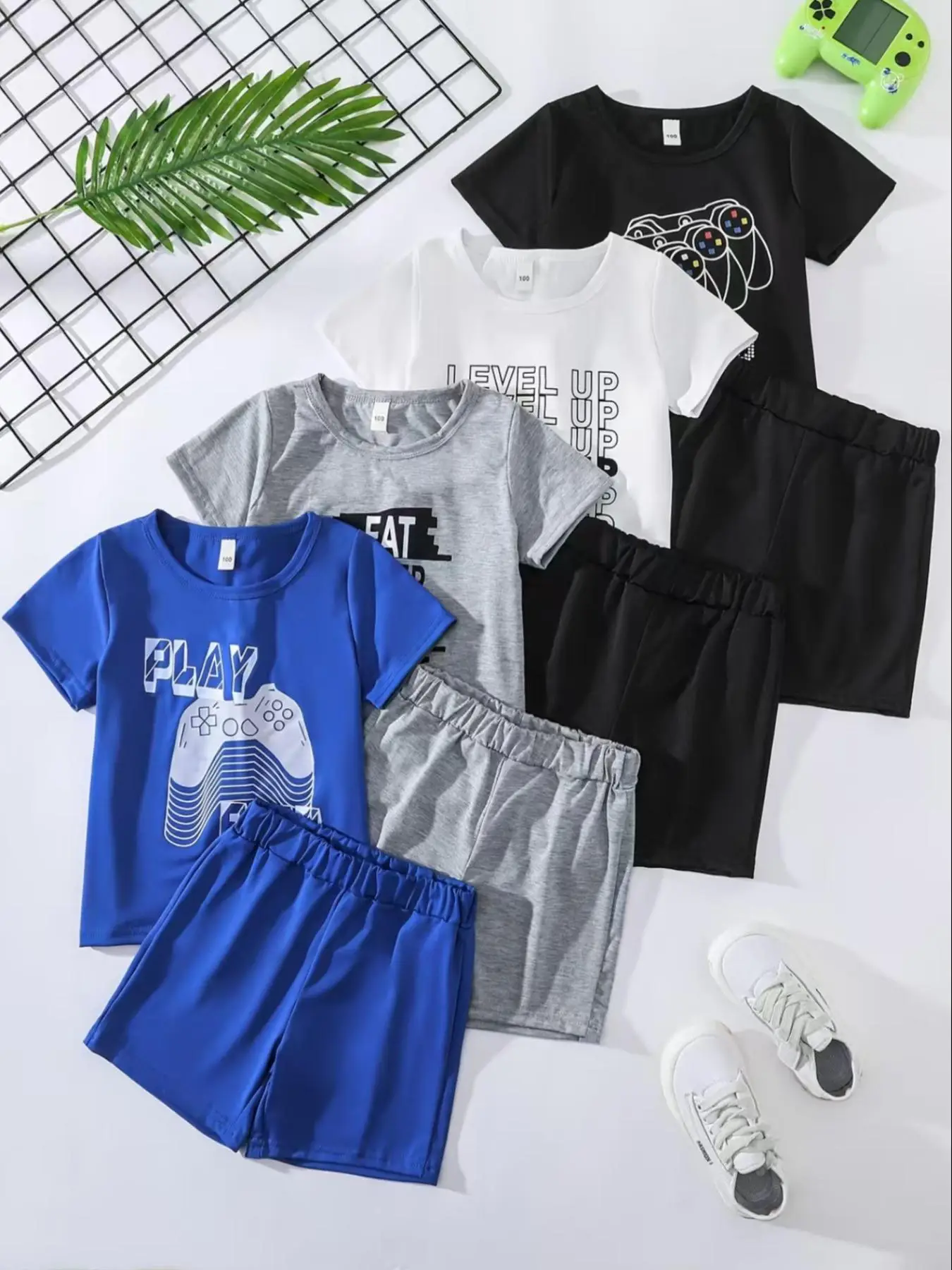 Boy's Letter Print Short Sleeve Tee & Elastic Waist Shorts Set, Casual Round Neck T-shirt & Shorts Set, Summer Clothes for Kids