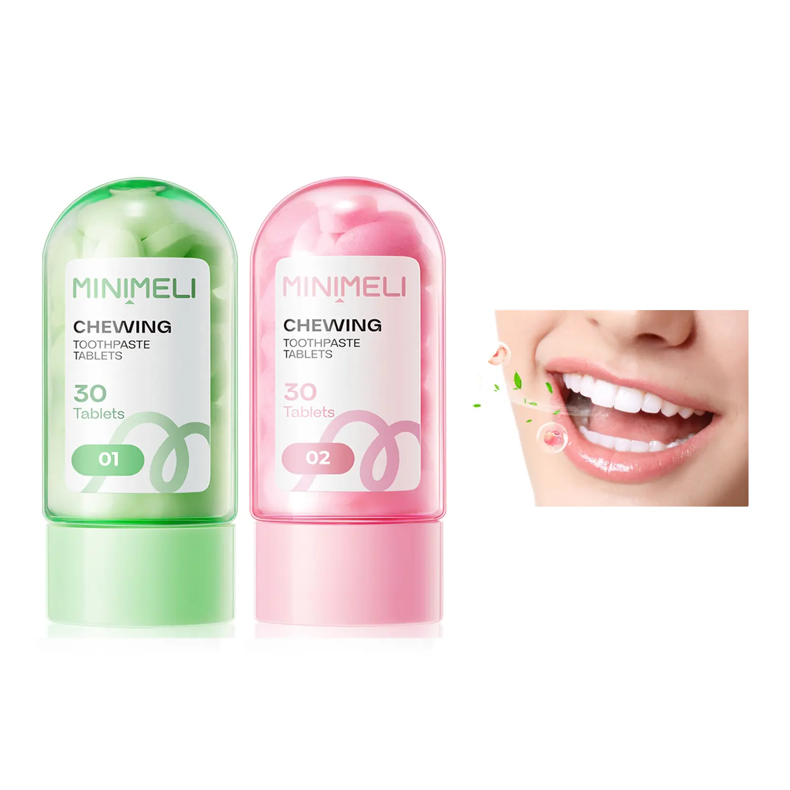 MINIMELI Fresh Chewing Toothpaste Tablets Set, Travel Friendly ...