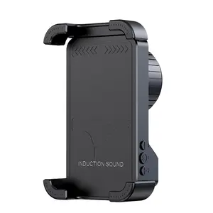4-in-1 Motorcycle Bike Phone Mount with Induction Speaker 3D Surround Sound Anti-Shake One-Click Pick & Place Long Battery Life for Scooter Navigation Music