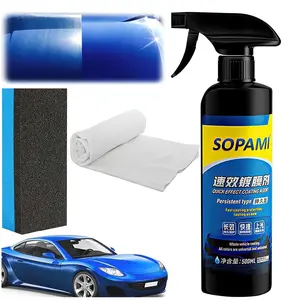 Car Coating Spray, Quick Effect Coating Agent, Quickly Coat Car Wax Spray, Car Scratch Wax Polish Spray Waterless Wash, SOil Film Emulsion Glass Cleaner (1 Pc+Sponge+Cloth)