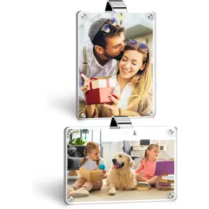 2Pcs Car Picture Holder Acrylic Magnetic Personalized Car Visor Photo Clip Car Picture Frame Suitable for Adding Family or Personal Photos