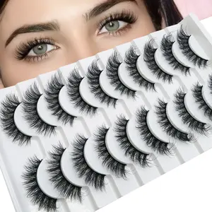 Natural long and thick eyelashes -10 pairs, full piece fluffy and eye-catching long eyelashes, durable and eye-catching, with a dazzling effect, Eyelash Falsies