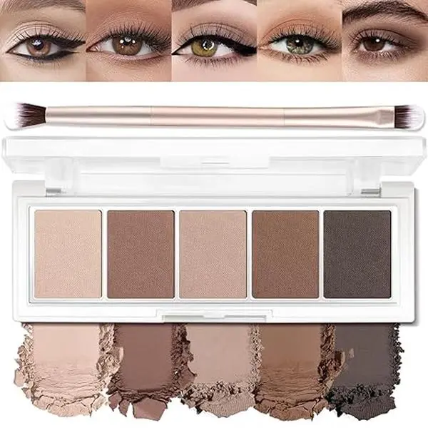 Eyeshadow Palette - Neutral Nude Taupe Dark Brown Eye Shadow | Natural Waterproof Cool-Toned Eyeshadow Palette with Brush for Green & Blue & Brown Eyes and Smokey Makeup