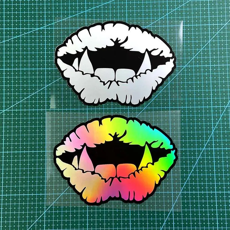 Devil's Lips Car Sticker, Waterproof Tuning Sticker for Scooter, Motorcycle Fuel Tank, Car Window, Windshield, Car Front and Rear Bumper