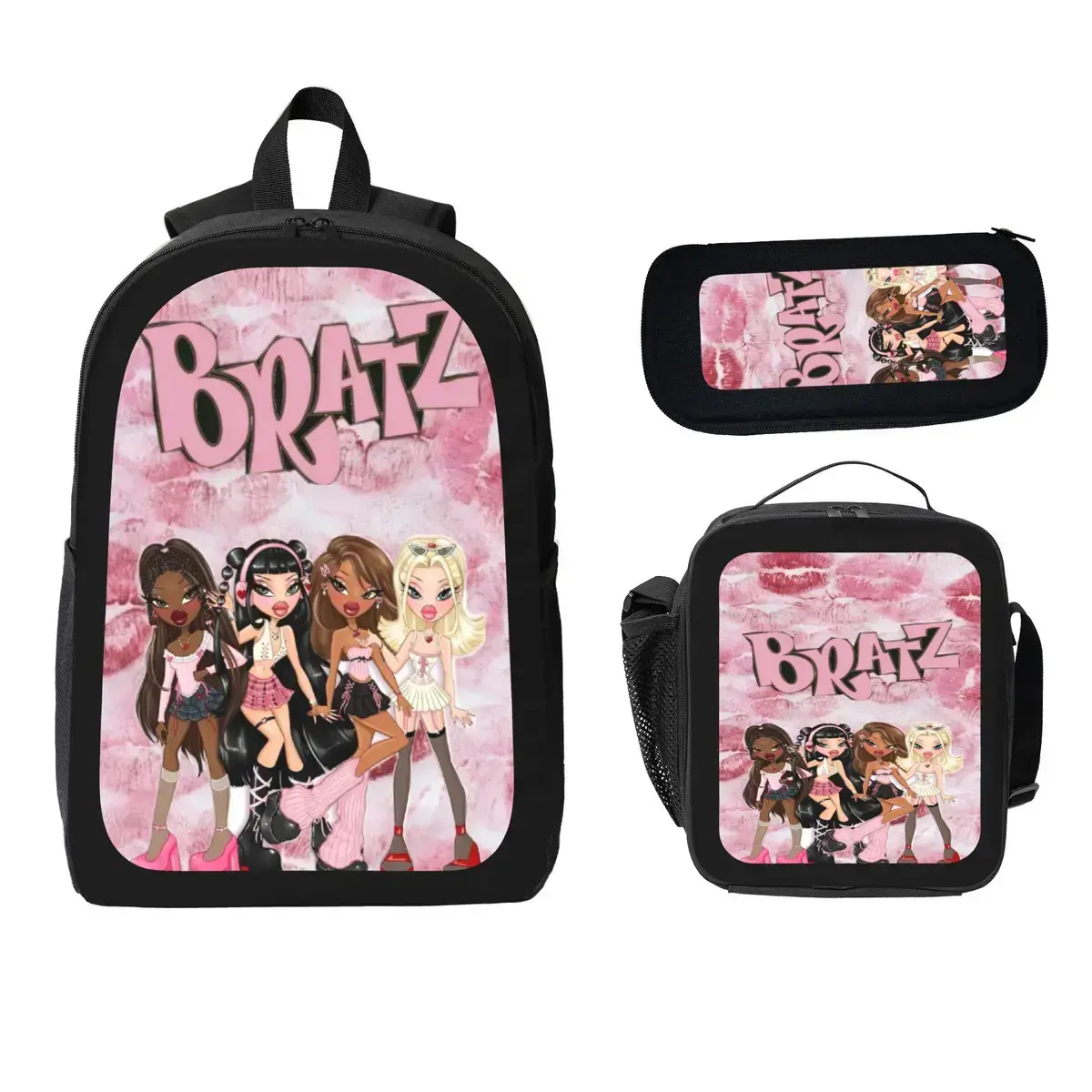 Bratz Themed Kids Backpack Set - Includes Lunch Bag, Pencil Bag - Ideal Gift for Boys & Girls, Character Print, Multi-Bag Set