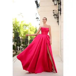 Tina Holly TK241F Prom Ball Strapless High Slit Evening Mikado Dress