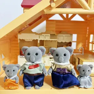Koala Family Plush Toy Stuffed Animal, 4 Counts Cute Koala Doll, Animal Family Doll, Home Decor Ornament, Birthday Gift for Boys & Girls