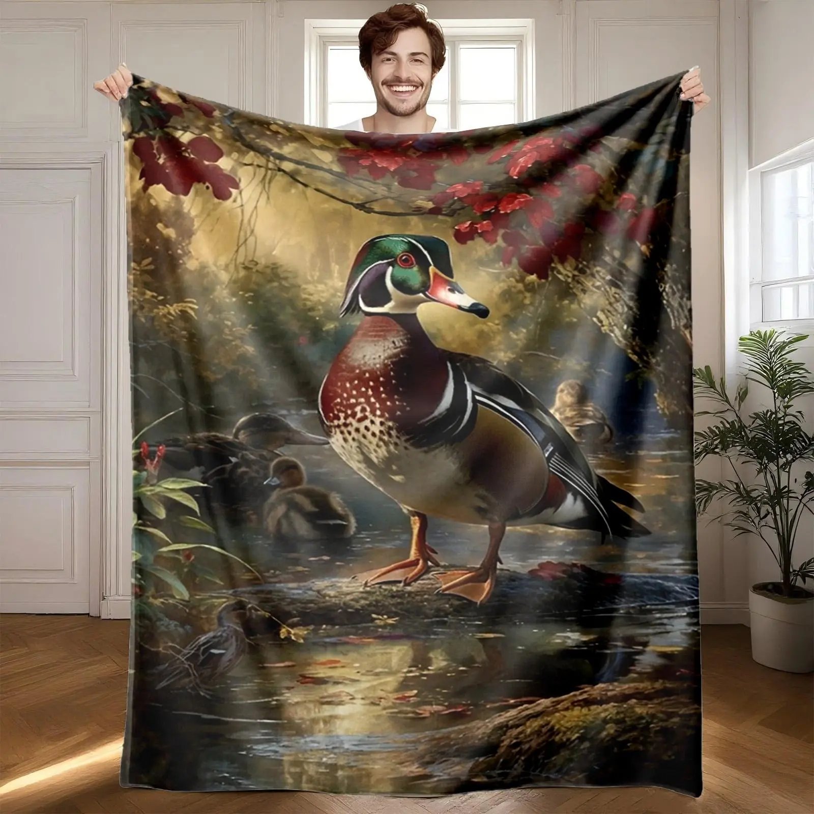 に*く様 VAULTROOM DOG & DUCK BLANKET ブランケット 1 piece The masked duck and ducklings in the autumn forest. themed