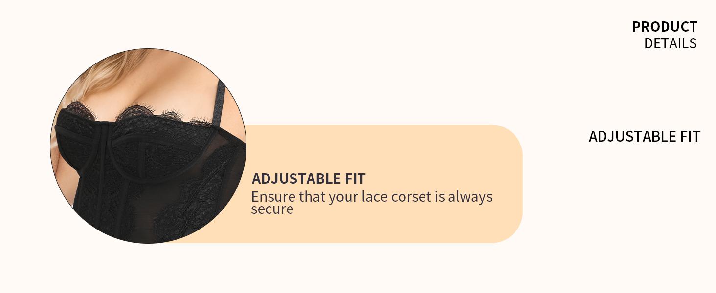 Lace Bustier Corset Tops for Women Going Out Mesh Overbust Adjustable Strap Waist Cincher Crop Bustier Party Rave Date Night Outfit Tank Top