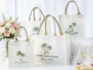 Personalized Coastal Jute Tote Bag | Custom Beach Wedding Favors | Bachelorette Party Gift | Bridesmaid Proposal Tote