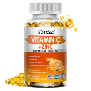 Daitea Vitamin C + Zinc health supplement, Supports Skin Health, Supports Immune Health,120 Capsules