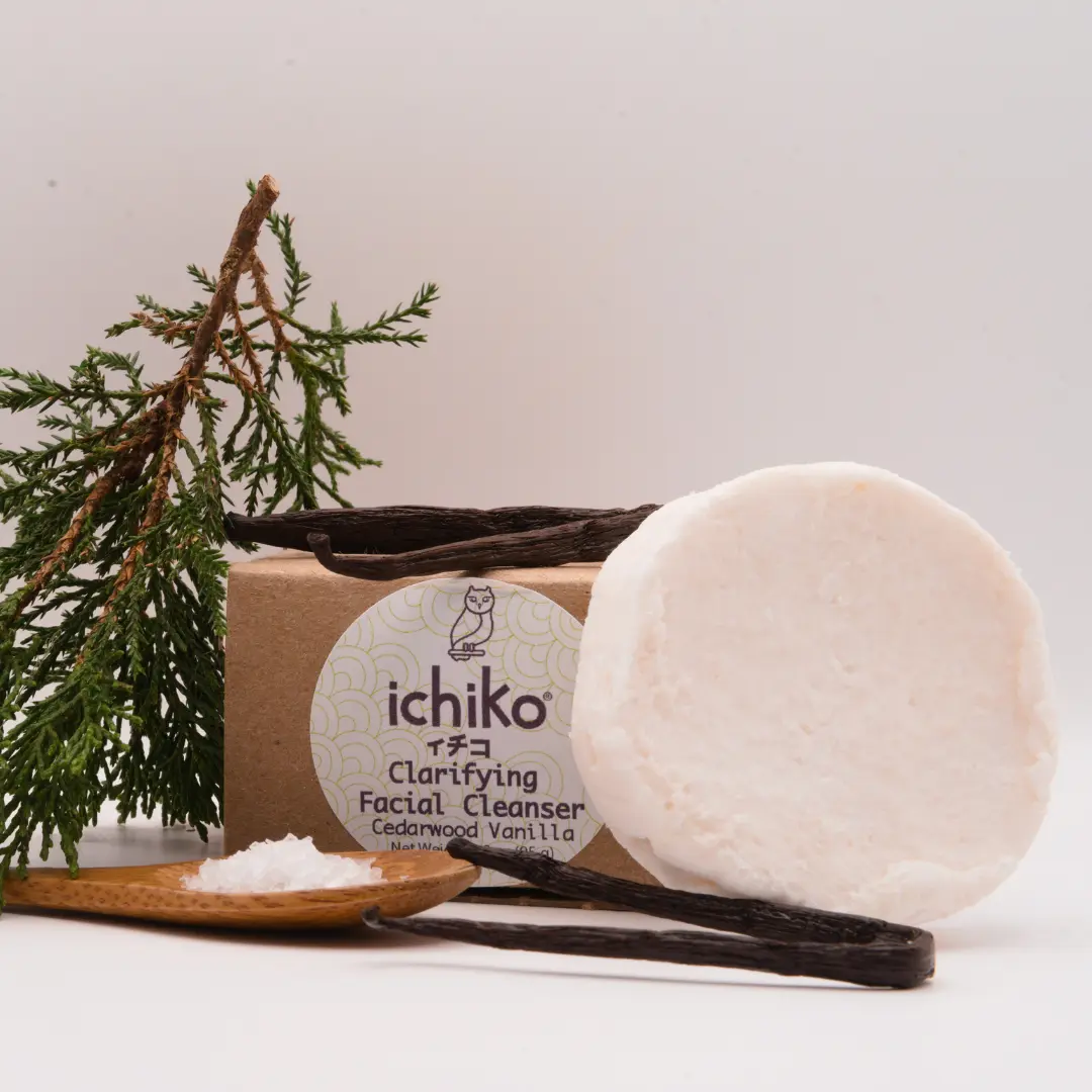 ichiko Facial Cleanser Bar - Acne Cleanser for Clogged Pores & Even Skin Tone, Sea Salt Soap for Fresh and Clean Skin - 3.3 oz, Gentle Facial Cleanser
