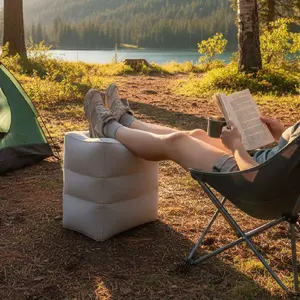 Three-Level Inflatable Footstool - Portable, Adjustable Height, Suitable for Home/Office/Travel, Quick Inflation and Deflation, Ergonomic Design, Light Gray