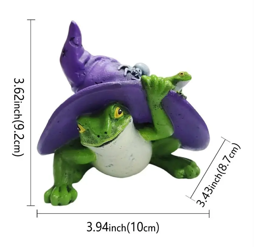 Cute Wizard Frog  Statue with Staff and Moon Hat - Fantasy Animal Figurine for Tiered Tray, Desktop Home garden decor supply funny decoration sculpture outdoor lawn
