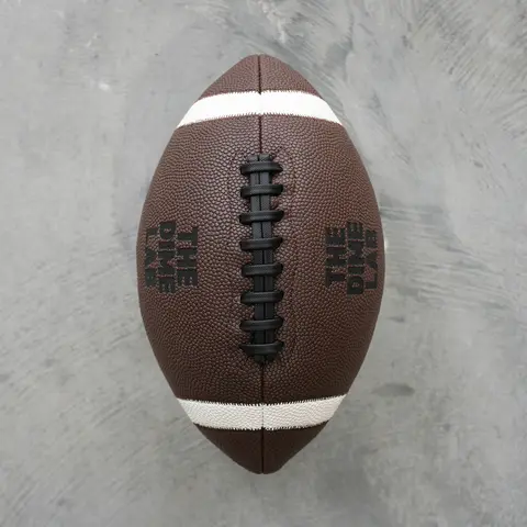 The Dime Lab Dimetack Football - Dimetack Technology, Double-Stitched Stripes, All-Weather Performance - for High School Athletes, Coaches, Youth League Play, Practice Drills - Brown