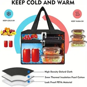 Oxford Cloth Insulated Bag, Multifunctional Lunch Box Bag, Practical Snack Bag, Food Storage Bag, Portable Thermal Bag, Food Delivery Bag