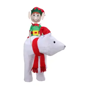 Haute Decor Elf Riding Polar Bear LED Outdoor Display