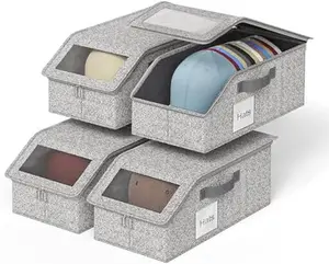 Stackable Hat Storage Boxes for Baseball Caps,Holds Up to 24 Hats,Durable Cardboard Hat Organizer Rack for Men,Closet & Wardrobe Organizer,Dustproof Cap Holder,Space Saving Bedroom Dorm Storage,Essential for Home Organization,Perfect for Back to School