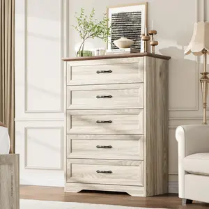 Farmhouse 5 & 6-Drawer Dresser – Rustic Storage, Durable MDF, Easy Assembly for Bedroom & Living Room