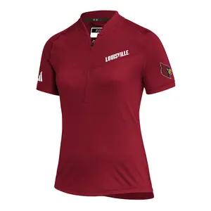 adidas Womens Louisville Cardinals Sdl Quarter Zip Shirt Training Casual Casual - Red