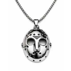 Vintage Friday the 13th Jason Mask Necklace | Bold Heavy Metal Chain | Waterproof Horror Movie Jewelry for Men & Boys