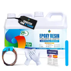 64 Oz  Clear Epoxy  Kit -  Safe &  for DIY Art, ,  Making, Coasters, Molds Casting  Epoxy - Low Viscosity, Self Leveling for Beginners & Pros