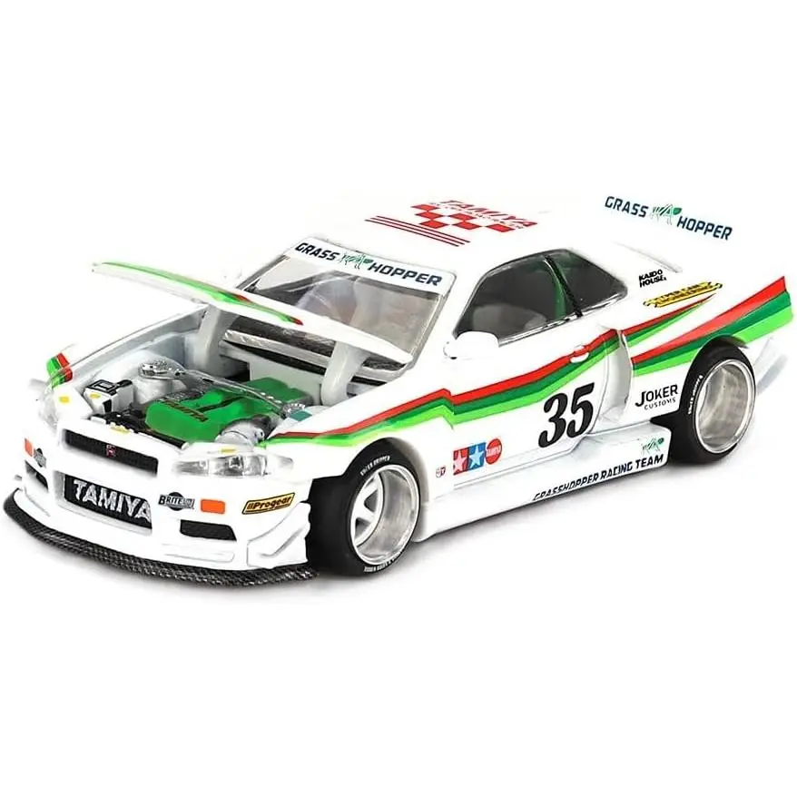 Kaido House x Mini GT 1:64 Nissan Skyline GT-R (R34) Tamiya X Kaido House “The Grasshopper” V1 White Limited Edition KHMG167