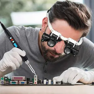 Head Mounted Magnifier With 2 LED Lights, 8 Removable Lenses (8X-15X-23X-25), Suitable ForReading, Jewelry Making And Precision Work