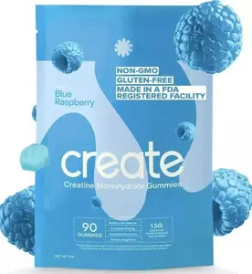 Create Creatine Monohydrate Gummies for Men & Women – Enhance Strength, Focus & Performance (Blue Raspberry, 90 ct) | Muscle Fitness & Health Supplement | Dietary Support