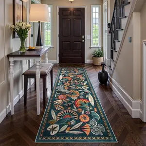 Floral Pattern Entryway Rug, Floral Area Rug, 1 Count Non-slip Washable Floor Mat, Soft Floor Carpet for Home Decor Living Room Bedroom Kitchen Bathroom Decor, Home Essentials