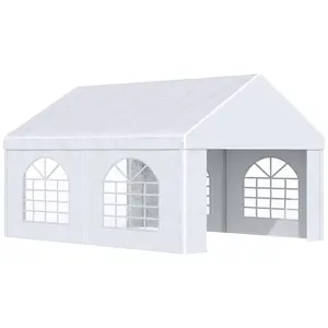 Outsunny 13' x 16.5' Heavy Duty Party Tent & Carport with Removable Sidewalls and Double Doors, Large Canopy Tent, Sun Shade Shelter, for Parties, Wedding, Outdoor Events, BBQ, White