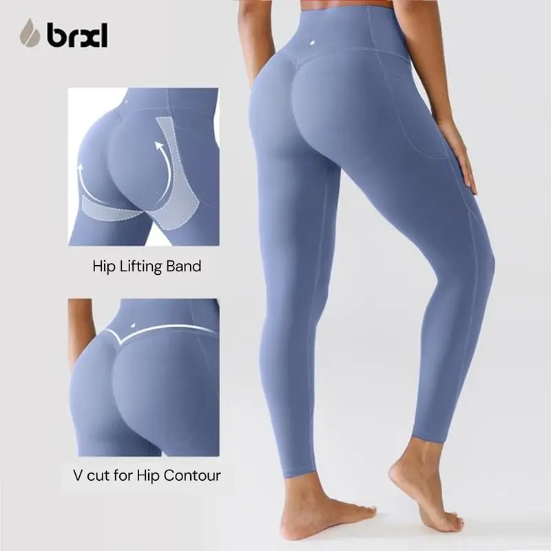 BRXL【Discount for live】Scrunch Butt Leggings for Women Amplify Contour Seamless Yoga Pants Workout Gym Booty Lifting Tights with Pouch Design & High Elasticity brxl-3