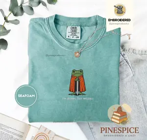 Embroidered Comfort Colors, I’m Burnt Out M’Lord T-Shirt, Funny Knight Frog Tee, DnD Nerd Shirt, Renaissance Faire Gift